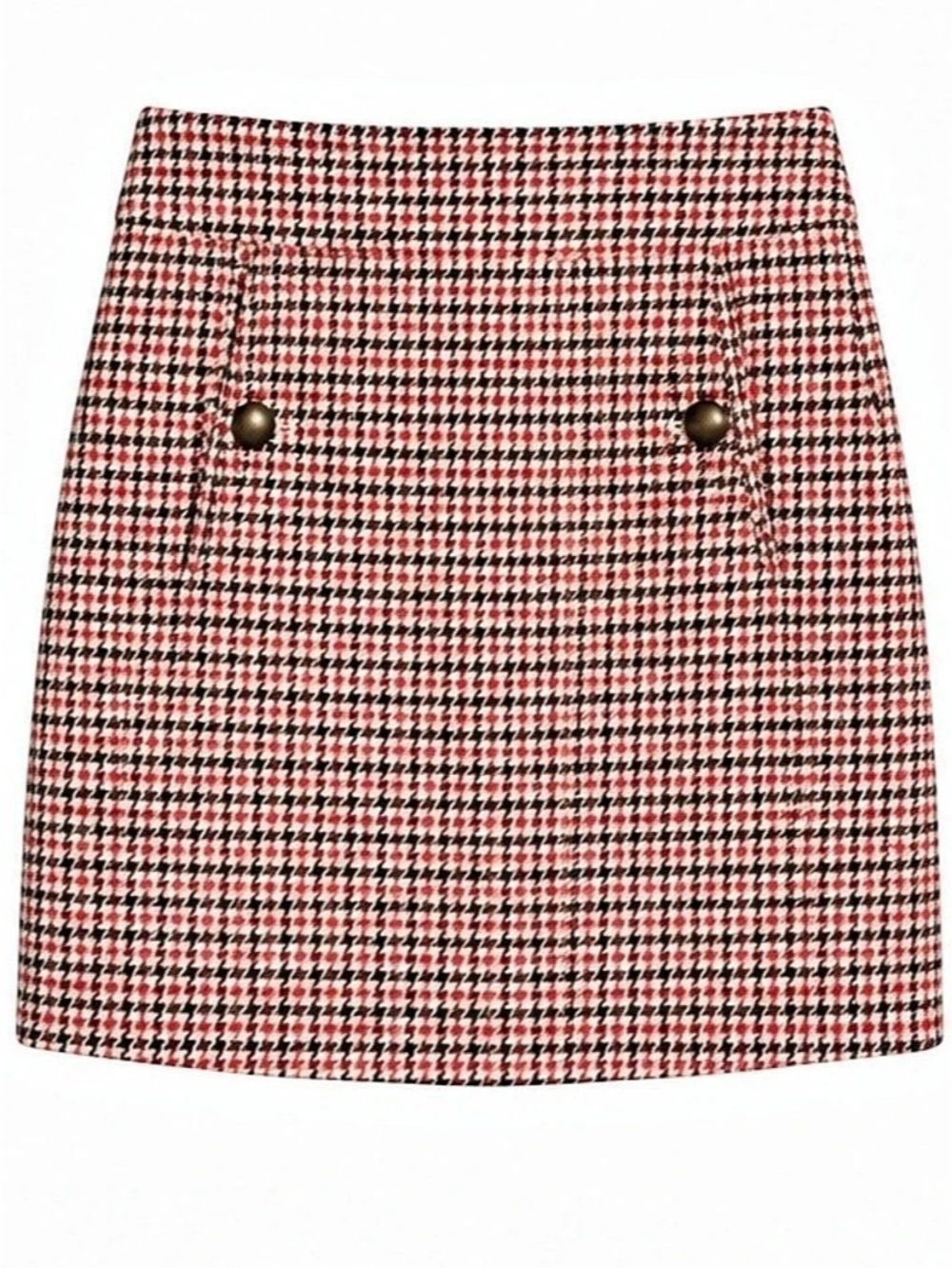 Ann Taylor LOFT Houndstooth Mini Skirt in Red & Black Size 00P